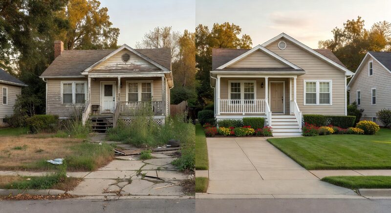 House flip before and after renovation comparison