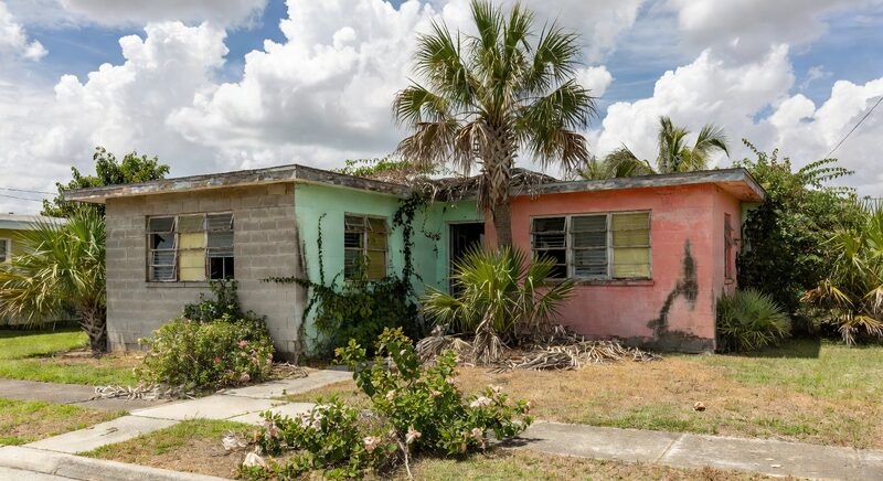 Vacant concrete block house in Tampa FL
