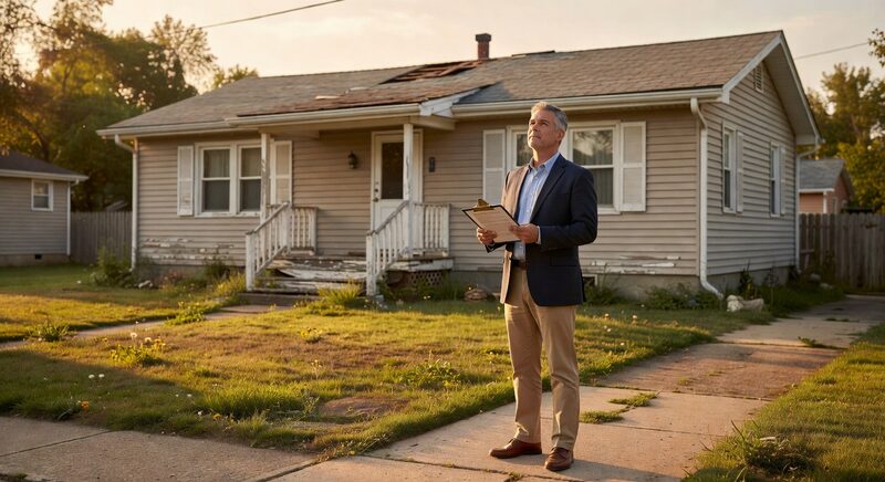 Real estate investor evaluating a fix-and-flip property